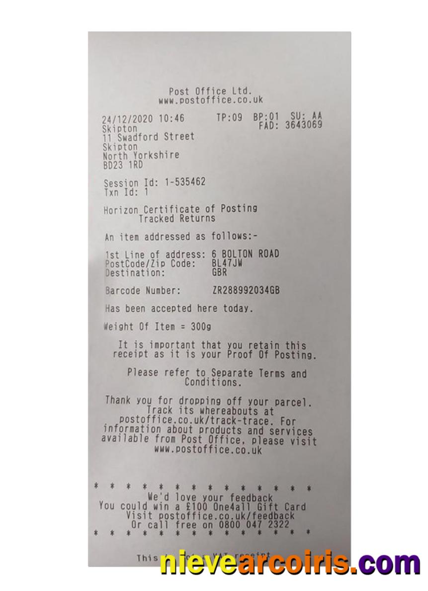 POST OFFICE LTD payment receipt